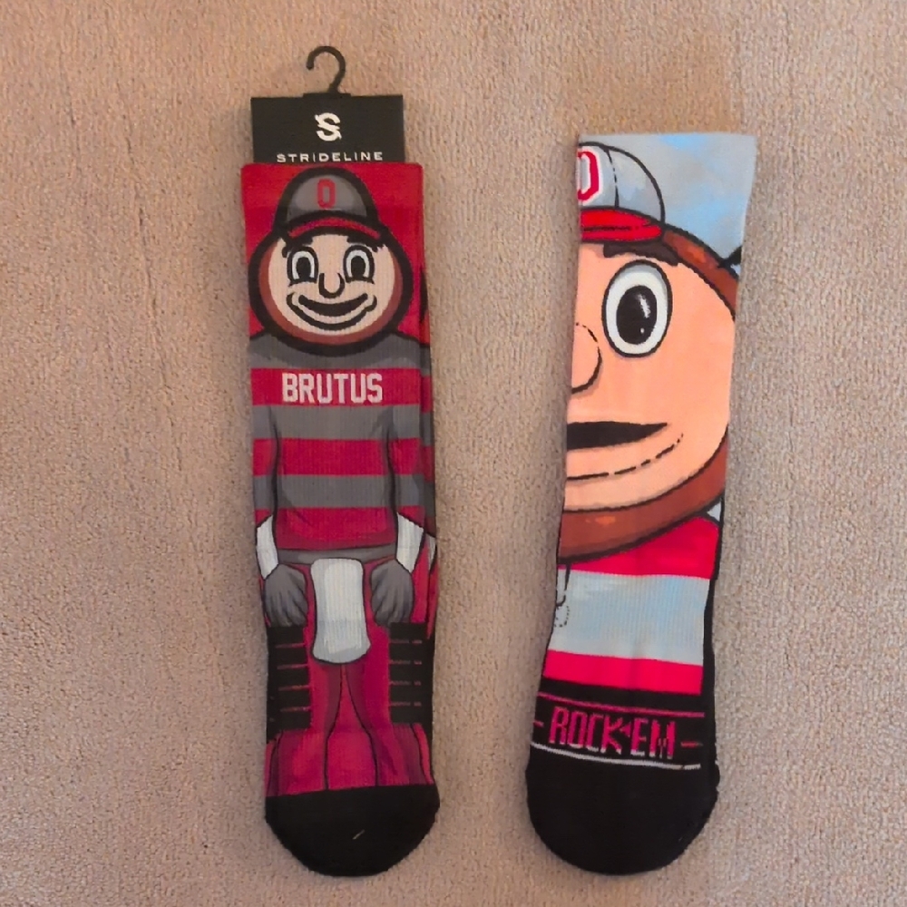 Ohio State Men's Brutus Bucheye Socks - Red and Black. 2 Pairs!